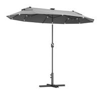 Outsunny Ombrellone da Giardino Doppio Inclinabile 295x150cm con Manovella, Luci