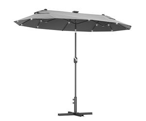 Outsunny Ombrellone da Giardino Doppio Inclinabile 295x150cm LED Grigio