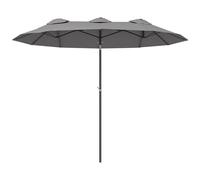 Outsunny Ombrellone da Giardino Doppio Inclinabile a 45° con Manovella e 3 Prese d'Aria, Ombrellone da Esterno in Acciaio e Poliestere, 295x152x222 cm, Grigio