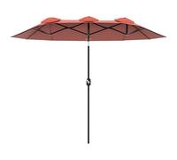 Outsunny Ombrellone da Giardino Doppio Inclinabile a 45° con Manovella e 3 Prese d'Aria, Ombrellone da Esterno in Acciaio e Poliestere, 295x152x222 cm, Rosso Ruggine