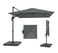 Outsunny Ombrellone da Giardino Girevole 2.4x2.4m con Base Riempibile Grigio