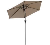 Outsunny Ombrellone da Giardino Inclinabile 2.3x2 m, Ombrellone da Terrazzo con Apertura a Manovella, Palo in Metallo e 6 Stecche, Cachi