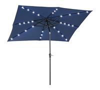 Outsunny Ombrellone da giardino Ombrellone diritto 3 x 2 m illuminato rettangolare inclinabile solare a LED Ombrellone in poliestere ad alta densità acciaio blu