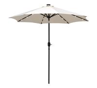 Outsunny Ombrellone da giardino Ombrellone diritto Ombrellone ottagonale inclinabile Ø 2,7 x 2,4 m luminoso solare 24 LED poliestere ad alta densità 180 g/m² crema