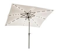 Outsunny Ombrellone da giardino Ombrellone dritto 3 x 2 m illuminato rettangolare inclinabile con LED solare in acciaio poliestere ad alta densità crema
