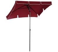 Outsunny Ombrellone da Giardino Rettangolare e Regolabile con Palo in Alluminio, 2x1.3x2.5 m, Rosso Vino
