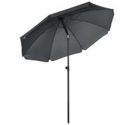 Outsunny Ombrellone da Spiaggia Ø1.8x2 m con Tettuccio Reclinabile a 45°, Ombrellone da Esterno con 8 Stecche e Design a 2 Sezioni in Acciaio e Poliestere 160g/㎡, UV50+, Grigio Scuro