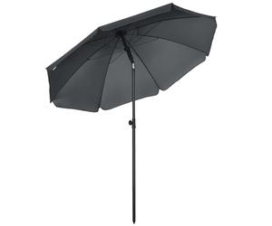 Outsunny Ombrellone da Spiaggia Ø1.8x2 m con Tettuccio Reclinabile a 45°, Ombrellone da Mare con 8 Stecche e Design a 2 Sezioni in Acciaio e Poliestere 160g/㎡, UV50+, Grigio Scuro