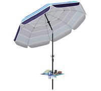Outsunny Ombrellone da Spiaggia Ø198 cm con Tettuccio Reclinabile 30°, Ombrellone da Mare con Tavolino Pieghevole, Porta Bicchierie, Borsa da Trasporto, per Esterno, Patio, Spiaggia, Multicolore