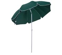 Outsunny Ombrellone da Spiaggia Ø2x2.3 m con Tettuccio Inclinabile, Ombrellone da Esterno con 8 Stecche in Metallo e Poliestere, Verde Scuro