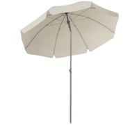 Outsunny Ombrellone da Spiaggia Ø2x2.3 m con Tettuccio Inclinabile, Ombrellone da Mare con 8 Stecche in Metallo e Poliestere, Bianco Crema