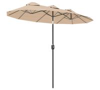 Outsunny Ombrellone da Giardino Doppio Inclinabile a 45° con Manovella e 3 Prese d'Aria, Ombrellone da Esterno in Acciaio e Poliestere, 295x152x222 cm, Caffè