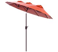 Outsunny Ombrellone da Terrazza Doppio con Manovella 295x152x222 cm Beige