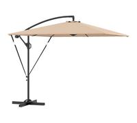 Outsunny Ombrellone Decentrato 2.5x2.5 m con Copertura, Corde Antivento, Base a Croce e Manovella, Ombrellone da Giardino Inclinabile e Girevole a 360° in Metallo e Poliestere 180 g/㎡, UV50+, Cachi