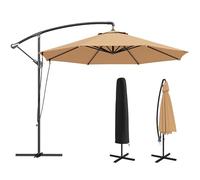 Outsunny Ombrellone Decentrato Ø3 m Ombrellone da Giardino UV 50+ Cachi