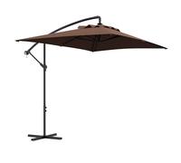 Outsunny Ombrellone Decentrato 3x2 m con Manovella e Base a Croce, Prese d'Aria, Ombrellone da Giardino in Acciaio e Poliestere 160 g/㎡, Protezione UV per Balcone e Terrazza, Marrone