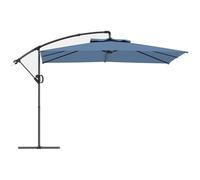 Outsunny Ombrellone Decentrato 3x3.25m con Tettuccio Regolabile a 360°, Base a Croce, Prese d'Aria e Manovella, Ombrellone da Giardino Inclinabile in Metallo, per Cortile, Terrazza, UV50+, Blu Chiaro