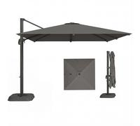 Outsunny Ombrellone Decentrato 3x3 m con Base a Croce Riempibile Grigio Scuro