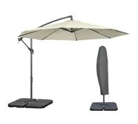 Outsunny Ombrellone Decentrato con Manovella, Base a Croce e Pesi