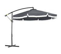Outsunny Ombrellone deportato ombrellone da giardino Ø 3 x 2,6 cm con manovella piede a croce 8 stecche grigie