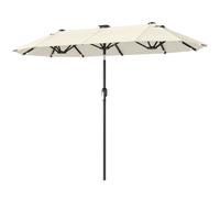 Outsunny Ombrellone Doppio 2.92x1.5 m con Luci LED e Manovella Beige