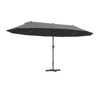 Outsunny Ombrellone Doppio a 12 Stecche con Base a Croce e Manovella, in Acciaio e Poliestere, 455x265x238 cm, Grigio Aosom Italy