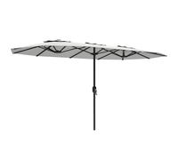 Outsunny Ombrellone Doppio con Manovella e Copertura, 4,6 m, Bianco
