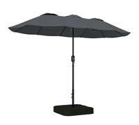 Outsunny Ombrellone Doppio da Giardino 3x1.5 m con Base a Croce, Sacchi di Sabbia, Ombrellone da Esterno Rettangolare con Manovella, 12 Stecche, UV 50+, per Patio Terrazzo Balcone, Grigio Scuro