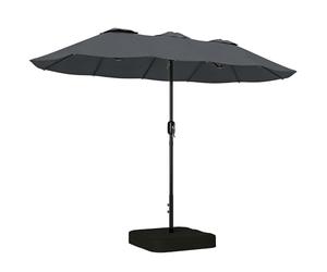 Outsunny Ombrellone Doppio da Giardino 3x1.5m con Base a Croce Grigio Scuro