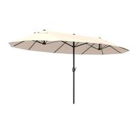 Outsunny Ombrellone Doppio da Giardino 4.6x2.7 m a 12 Stecche con Prese d'Aria e Manovella, Ombrellone per Esterni in Acciaio e Poliestere, Anti UV, Beige