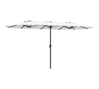 Outsunny Ombrellone Doppio da Giardino 4.6x2.7 m, Ombrellone da Esterno con Manovella, Copertura Protettiva, 12 Stecche, Anti UV 50+, per Patio Terrazza Balcone Piscina Giardino, Bianco