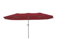 Outsunny Ombrellone Doppio da Giardino 4x2.2 m a 12 Stecche con Prese d'Aria e Manovella, Ombrellone per Esterni in Metallo e Poliestere, Anti UV 30+, Rosso Vino