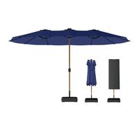 Outsunny Ombrellone Doppio da Giardino con Base a Croce Blu Scuro