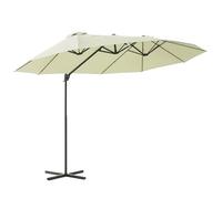 Outsunny Ombrellone Doppio da Giardino in Metallo e Poliestere Anti-UV Impermeabile con Manovella, 445x270x260cm, Beige