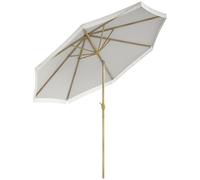 Outsunny Ombrellone dritto reclinabile da giardino con manico a frange Stile boemo asta in metallo 8 costole Ø 265 x 244 cm bianco