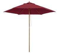 Outsunny Ombrellone da Giardino 2.5x2.3m, Ombrellone Parasole a 6 Stecche in Legno e Poliestere, Rosso Scuro
