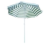 Outsunny Ombrellone Mare Inclinabile in Metallo e Poliestere Verde Bianco