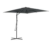 Outsunny Ombrellone quadrato 2,5 x 2,5 m, ombrellone da giardino esterno protezione UV aprire e chiudere rapidamente e facilmente base incrociata inclusa per balcone patio terrazzo grigio scuro