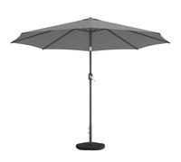 Outsunny Ombrellone Rotondo Giardino 3x3 m, Base, Sacco Sabbia, Grigio.