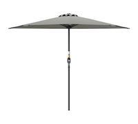 Outsunny Ombrellone Mezzaluna da Parete e Muro 2.7 x 1.4 m, Ombrellone da Giardino con Apertura a Manovella e 5 Stecche, a Semicerchio con Palo a 2 Sezioni, Grigio Chiaro