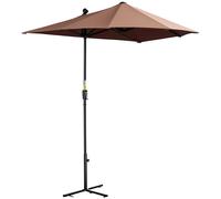 Outsunny Ombrellone Semicircolare con Manovella e Tetto Anti UV