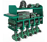 Outsunny Organizer per Utensili Elettrici Porta Attrezzi da Parete Verde | Supporto Heavy Duty per 5 Trapani Elettrici, in Metallo, Vassoio Laterale, 4 Ganci, Garage, Capanno, Officina