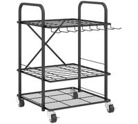 Outsunny Organizzatore da Giardino, 9 Ganci, 40 Scomparti, Nero | Supporto da giardino, Carrello portautensili garage, Metallo, per cesoie, pale, rastrelli, Ripostiglio giardino