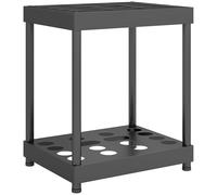 Outsunny Organizzatore per Attrezzi da Giardino, Porta Attrezzi da Giardino a 16 Scomparti a 2 Livelli con Cuscinetti Regolabili per Forbici da potatura, Pale, rastrelli, per capannone, Garage, Nero