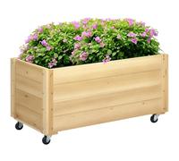 Outsunny Orto Rialzato da Esterno con Ruote, 89x48x47 cm Color Legno
