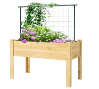Outsunny Orto urbano rialzato con traliccio fioriera rialzata verticale terrazzo tavolo da coltivazione carico 300 kg per piante fiori arrampicata rampicanti di verdure 120 x 60 x 75 cm naturale
