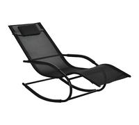 Outsunny Outsunny poltrona lounge ergonomica a dondolo con poggiatesta e braccioli, realizzata in metallo zincato e textilene, 62W x 150D