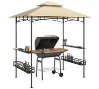Outsunny padiglione per barbecue 240 x 150 x 257 cm padiglione da giardino ignifugo e impermeabile con doppio tetto, rastrelliere laterali, pergolato da giardino con protezione UV, padiglione per
