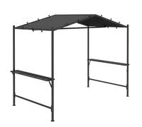 Outsunny Padiglione per barbecue, circa 3 x 1,5 m Tettoia per barbecue resistente alle intemperie Padiglione da giardino per barbecue con 2 ripiani laterali, per giardino, balcone, acciaio, grigio