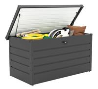 Outsunny Panca Baule da Esterno con Chiave 120x62x62cm Grigio | Cassapanca Moderna, Contenitore da Giardino, Acciaio